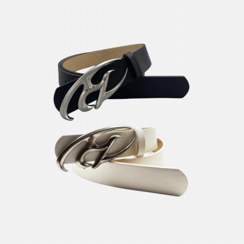 Letter Decor Leather Belt